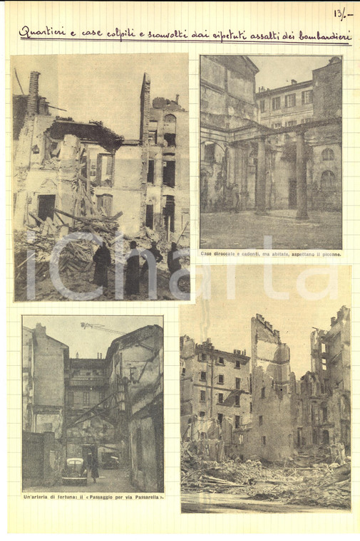 1952 MILANO Palazzi e luoghi bombardati *Fascicolo manoscritto per enciclopedia