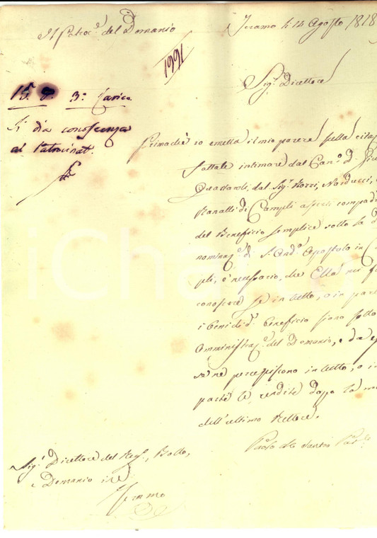 1818 CAMPLI (TE) Beni demaniali di SANT'ANDREA APOSTOLO *Lettera