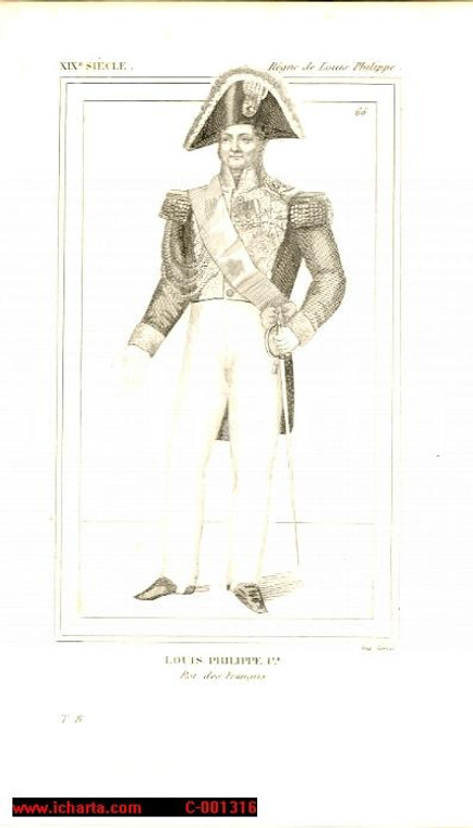1852 REGNE DE LOUIS PHILIPPE I Roi des français Costumes français Gravure CAMUS
