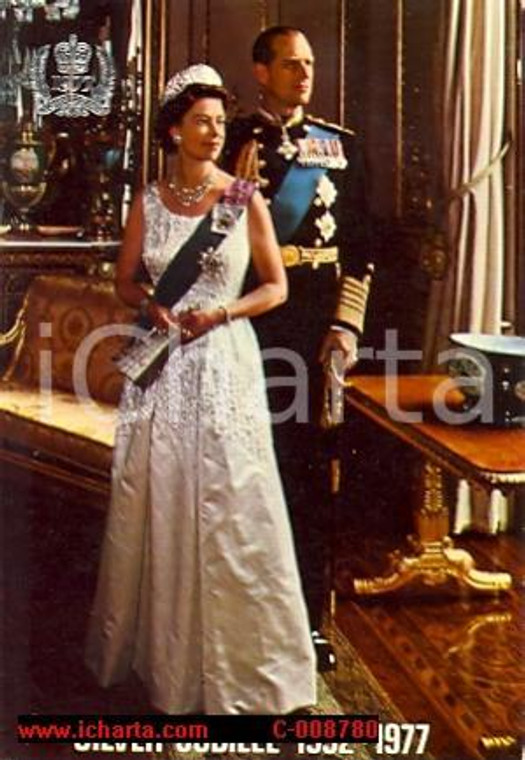 1977 LONDON Silver Jubilee Queen ELIZABETH II 1952-1977 *Cartolina FG VG