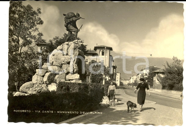 1958 ROVERETO (TN) Via DANTE - Monumento dell'Alpino *Cartolina ANIMATA FG VG