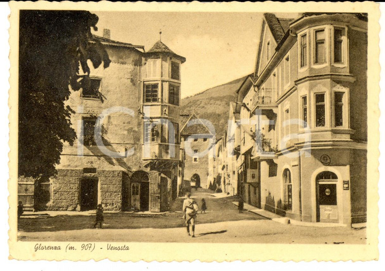 1940 GLORENZA (BZ) Veduta del paese *Cartolina postale ANIMATA FG VG