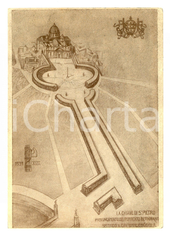 1940 ca ROMA Chiave di San Pietro - Disegno cav. COGGIOLA *Cartolina FG NV