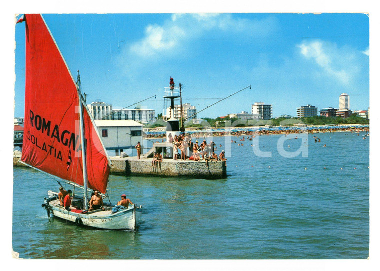 1970 ca CERVIA Barca a vela ROMAGNA SOLATIA al porticciolo Cartolina DANNEGGIATA