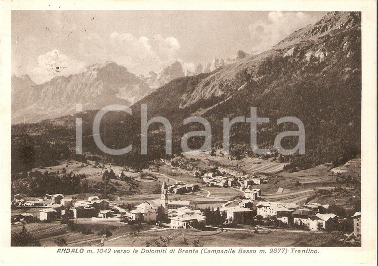 1955 ANDALO (TN) Dolomiti del Brenta e Cima Campanile Basso *Cartolina FG VG