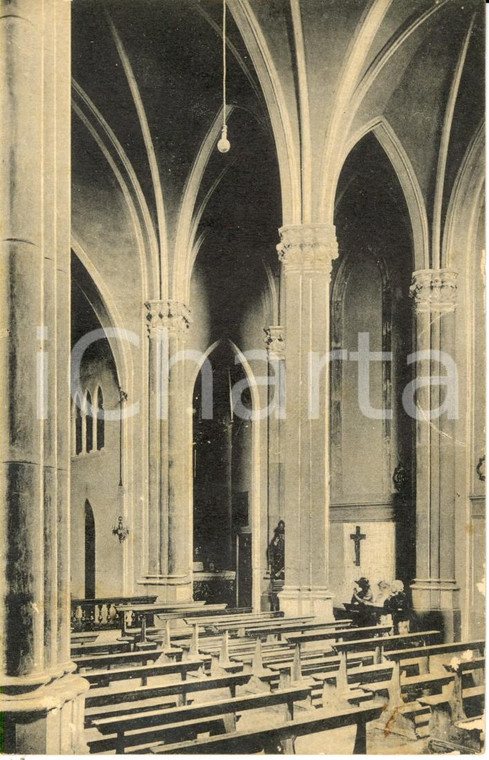 1931 CENTO (FE) Interno chiesa ALBERONE Arch Giuseppe GUALANDI Cartolina ANIMATA