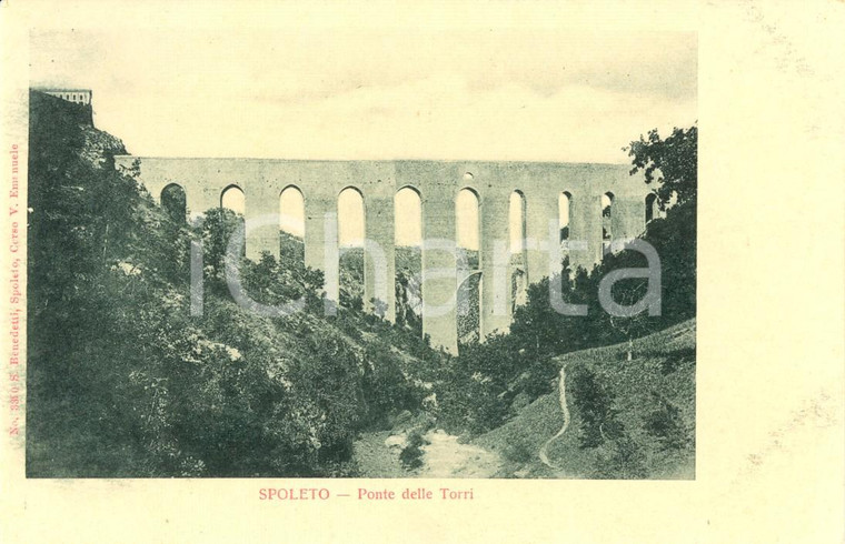 1900 ca SPOLETO (GR) Veduta del Ponte delle TORRI *Cartolina postale FP NV