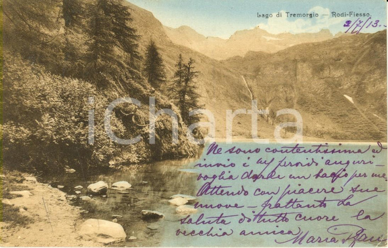 1913 PRATO LEVENTINA RODI - FIESSO (CH) Veduta lago di TREMORGIO *Cartolina VG