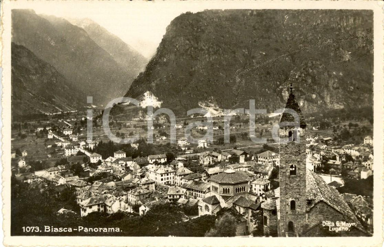 1948 BIASCA (CH) Veduta panoramica paese e vallata *Cartolina postale FP VG