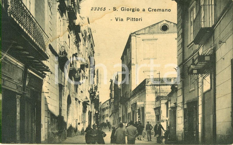 1920 ca SAN GIORGIO A CREMANO (NA) Via PITTORI *Cartolina DANNEGGIATA FP NV