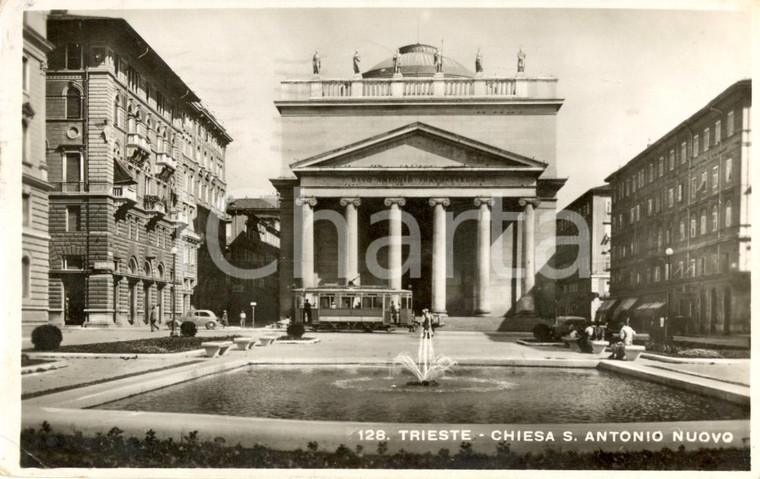 1941 TRIESTE Veduta chiesa di SANT'ANTONIO TAUMATURGO *ANIMATA con tram FP VG