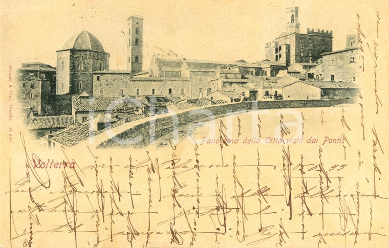 1899 VOLTERRA (PI) Panorama della città visto dai ponti *Cartolina postale FP VG
