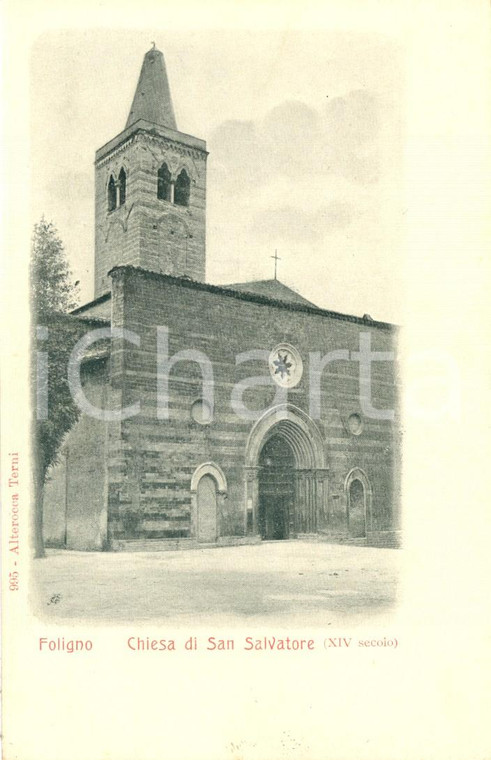 1900 ca FOLIGNO (PG) Veduta della chiesa di SAN SALVATORE *Cartolina FP NV