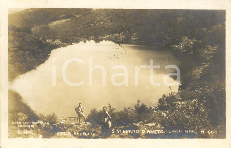 1913 SANTO STEFANO D'AVETO (GE) Escursionisti al lago NERO *Cartolina FP VG