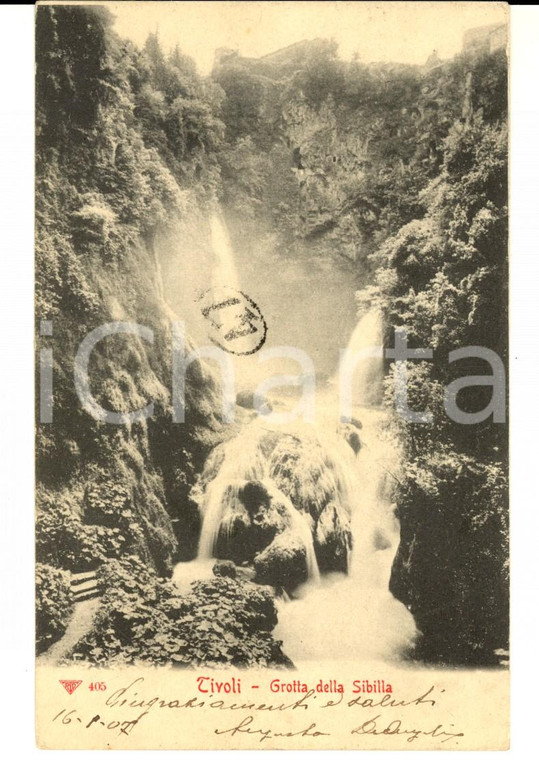 1907 TIVOLI Grotta della Sibilla *Pasquale DE ANGELIS a mons. TESTI RASPONI