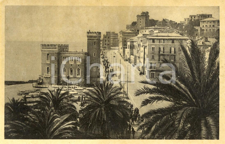 1930 ca GENOVA PEGLI Veduta lungomare e castello di MIRAMARE *Animata FP NV