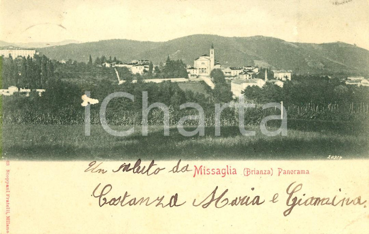 1901 MISSAGLIA (LC) BRIANZA Panorama del paese e delle campagne *Cartolina FP VG