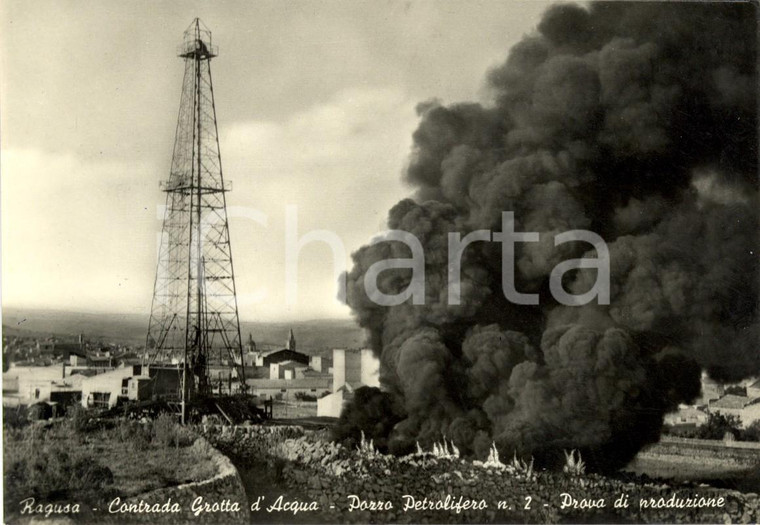 1956 RAGUSA Zona petrolifera CONTRADA GROTTA D'ACQUA con pozzo di estrazione *VG