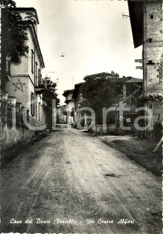 1950 ca CASA DEL BOSCO (VC) Via ALFIERI con stella a cinque punte *ANIMATA