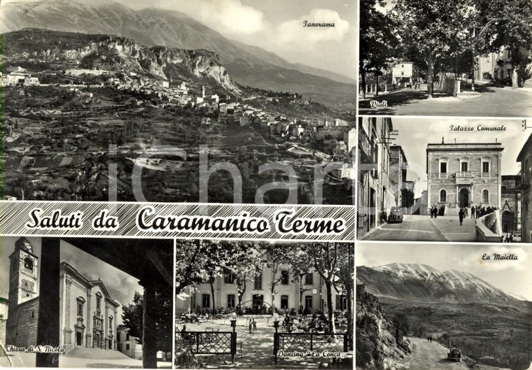 1963 CARAMANICO TERME (PE) Vedutine chiesa di SAN NICOLA e MAIELLA *Cartolina VG
