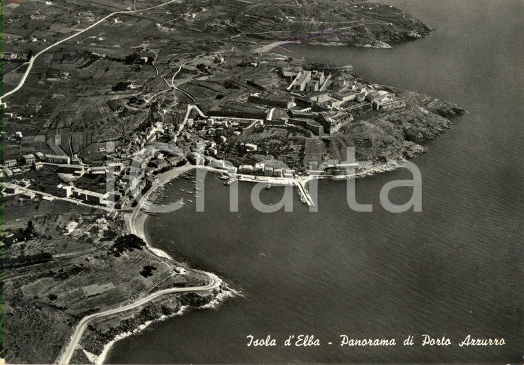 1956 ISOLA D'ELBA (LI) Panorama di PORTO AZZURRO *Cartolina postale FG VG
