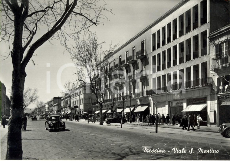 1960 ca MESSINA Veduta di viale SAN MARTINO *Cartolina postale ANIMATA FG NV