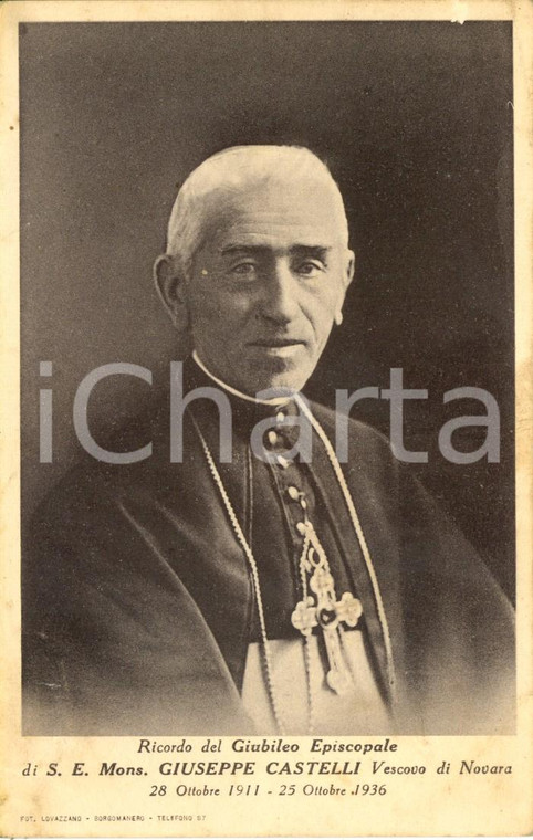1936 BORGOMANERO (NO) Giubileo Giuseppe CASTELLI vescovo NOVARA *Cartolina FP NV