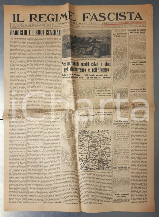 1943 WW2 IL REGIME FASCISTA Badoglio e i suoi generali - Mercantili affondati