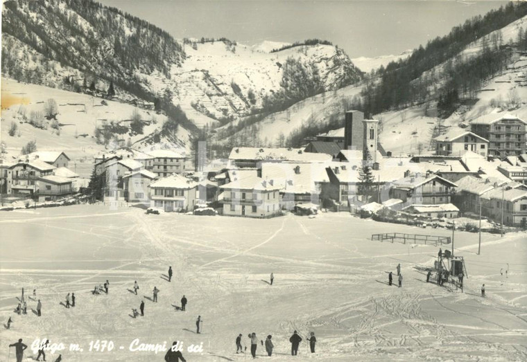 1966 PRALI (TO) Veduta di GHIGO innevata con sciatori *Cartolina postale FG VG