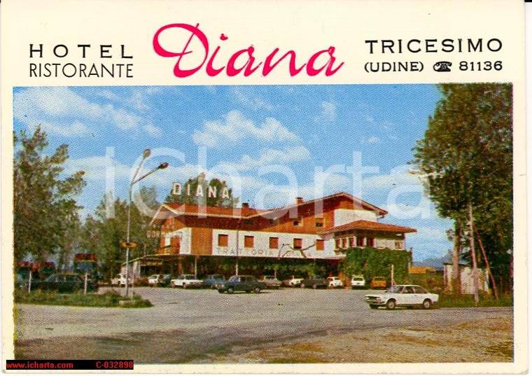 1960 circa TRICESIMO hotel ristorante Diana biglietto