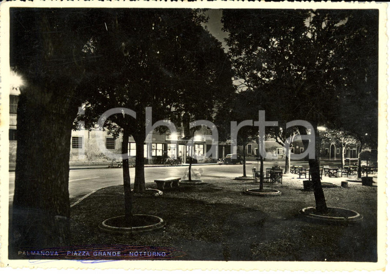 1953 PALMANOVA (UD) Piazza GRANDE e Caffè CENTRALE in notturno *Cartolina FG VG