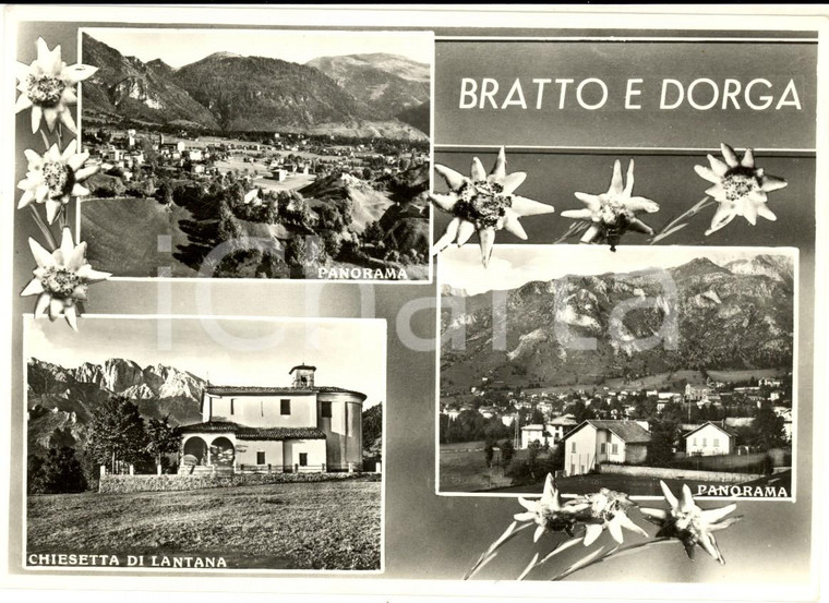 1960 ca  BRATTO E DORGA (BG) Vedutine con chiesetta di LANTANA *Cartolina FG VG
