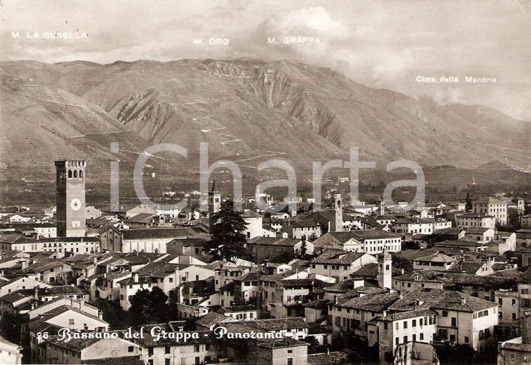 1958 BASSANO DEL GRAPPA (VI) Panorama con Monte LA GUSELLA Monte ORO *Cartolina