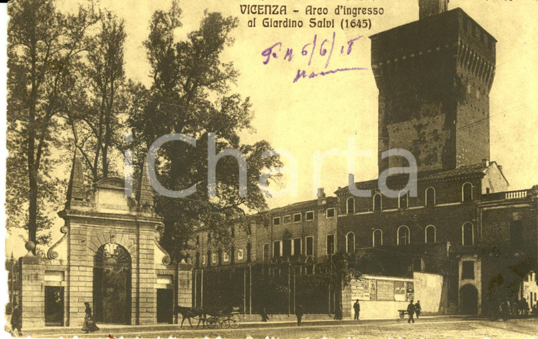 1918 VICENZA Arco d'ingresso al GIARDINO SALVI *Cartolina FP VG ANIMATA