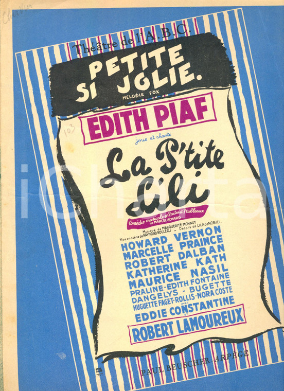 1951 Edith PIAF Petite si jolie - Slow dalla commedia musicale PETITE LILI