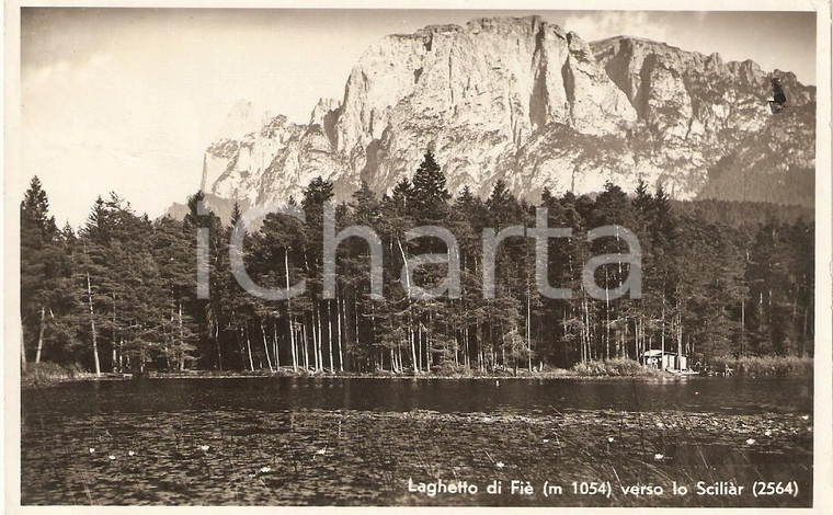 1938 FIE' ALLO SCILIAR (BZ) Veduta del lago verso il massiccio *Cartolina FP VG