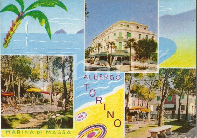 1962 MARINA DI MASSA (MS) Vedutine Albergo Torino *Cartolina FG VG