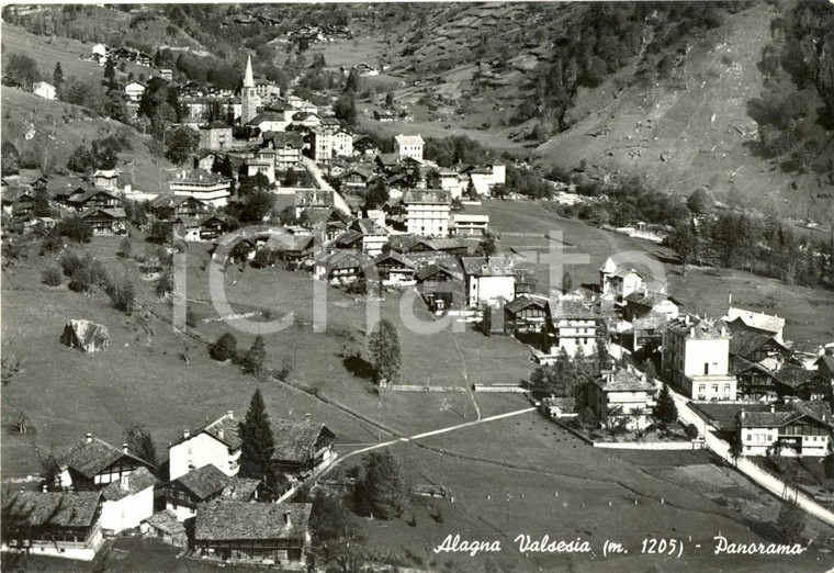 1950 ca ALAGNA VALSESIA (VC) Scorcio panoramico del paese *Cartolina postale FG
