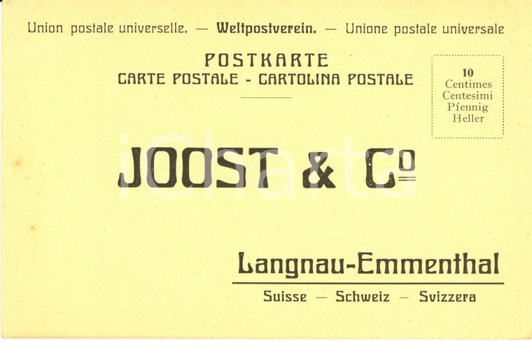 1930 ca LANGNAU IM EMMENTHAL (SVIZZERA) Ditta JOOST & Co. *Cartolina FP NV