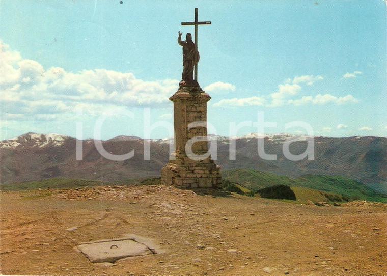 1971 BOBBIO (PC) Statua del Redentore su Vetta del Monte PENICE *Cartolina FG VG