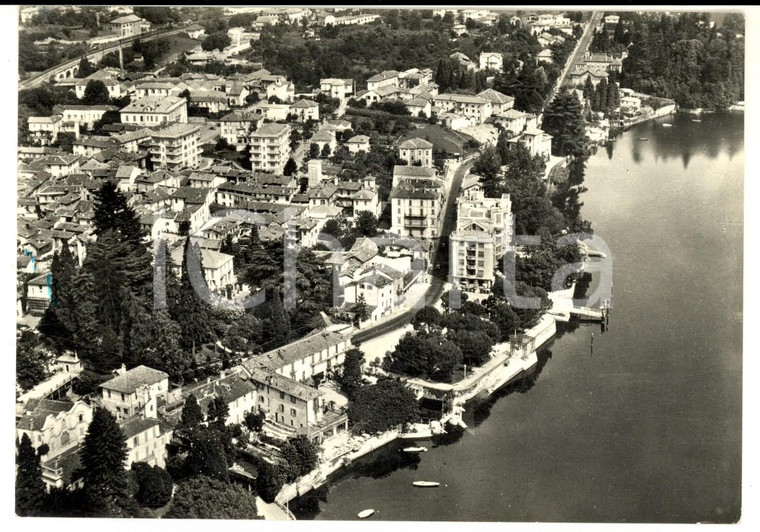 1962 MEINA (NO) Veduta aerea del paese con il lago MAGGIORE *Cartolina FG VG