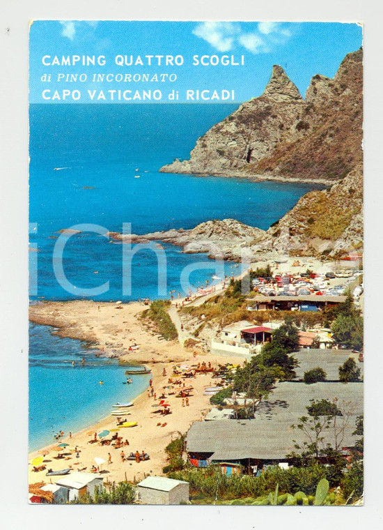 1965 ca RICADI (VV) CAPO VATICANO Camping QUATTRO SCOGLI Cartolina VINTAGE FG VG