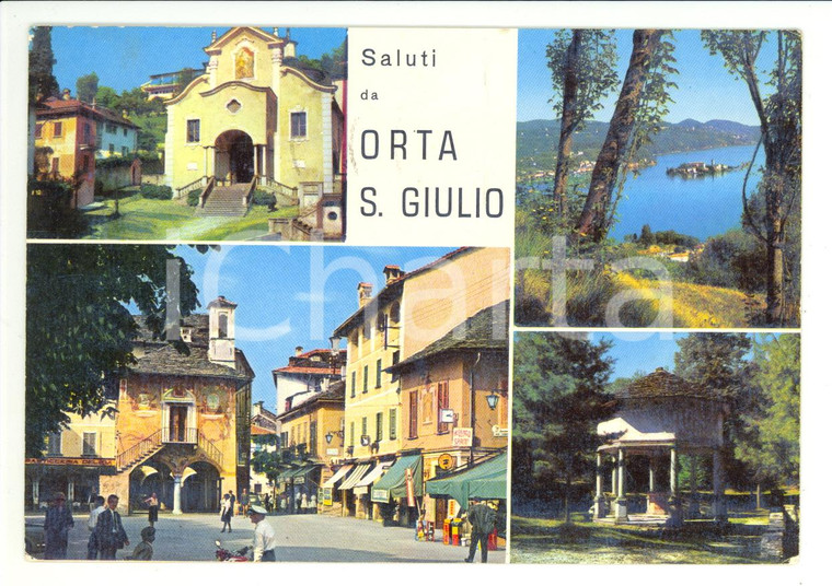 1967 ORTA SAN GIULIO (NO) Vedutine con lago Albergo DELLE SPADE *Cartolina FG VG