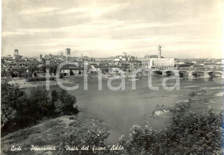 1955 LODI Vista della Città dal fiume ADDA *Cartolina postale FG VG