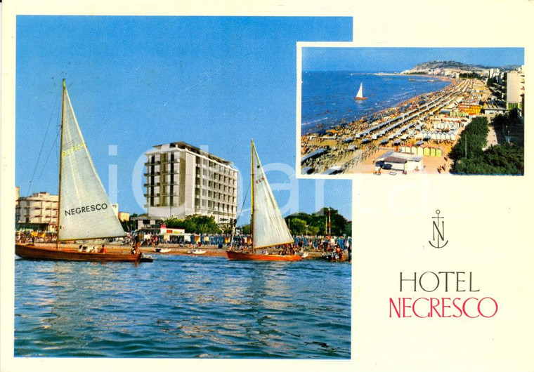 1965 CATTOLICA (RN) Hotel NEGRESCO e barche a vela *Cartolina VINTAGE FG VG