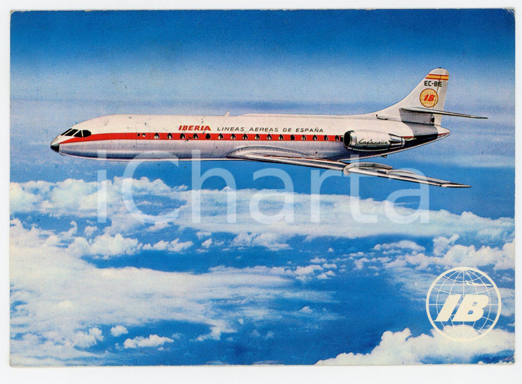 1974 SPAGNA Lineas aereas IBERIA Aereo CARAVELLE X-R *Cartolina postale FG VG