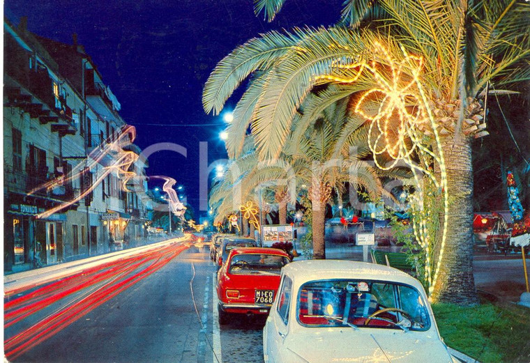 1968 LOANO (SV) Notturno - Passeggiata tra le luci *Cartolina VINTAGE FG VG