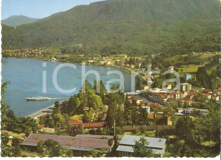 1965 PONTE TRESA (SVIZZERA) Battello attraversa Lago di Lugano *Cartolina FG VG
