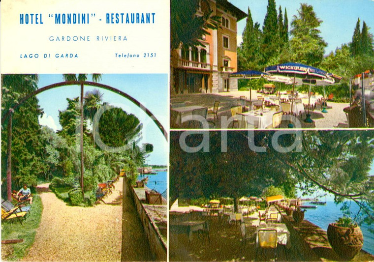 1970 ca GARDONE RIVIERA (BS) Hotel MONDINI Vedutine *Cartolina VINTAGE FG NV