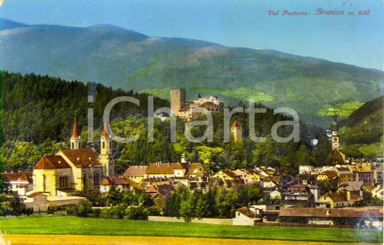 1940 BRUNICO (BZ) Val PUSTERIA Veduta del paese *Cartolina postale FP VG